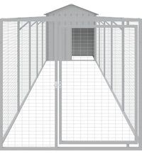 Hundehütte mit Dach Hellgrau 117x609x123 cm Verzinkter Stahl