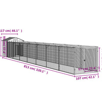 Hundehütte mit Dach Hellgrau 117x813x123 cm Verzinkter Stahl