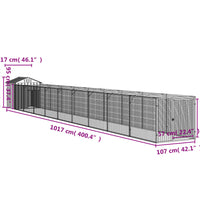 Hundehütte mit Dach Hellgrau 117x1017x123 cm Verzinkter Stahl