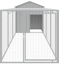 Hühnerkäfig mit Auslauf Hellgrau 117x405x123 cm Stahl Verzinkt