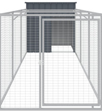 Hundehütte mit Auslauf Anthrazit 110x405x110cm Verzinkter Stahl