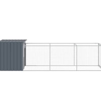 Hundehütte mit Auslauf Anthrazit 110x405x110cm Verzinkter Stahl