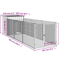 Hundehütte mit Auslauf Anthrazit 110x405x110cm Verzinkter Stahl