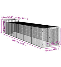 Hühnerkäfig mit Auslauf Anthrazit 110x609x110 cm Stahl Verzinkt