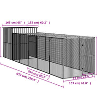 Hundehütte mit Auslauf Anthrazit 165x659x181cm Verzinkter Stahl