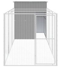 Hundehütte mit Auslauf Hellgrau 165x455x181 cm Verzinkter Stahl