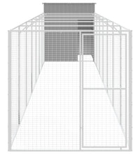 Hundehütte mit Auslauf Hellgrau 165x863x181 cm Verzinkter Stahl