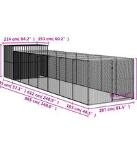 Hundehütte mit Auslauf Anthrazit 214x865x181cm Verzinkter Stahl