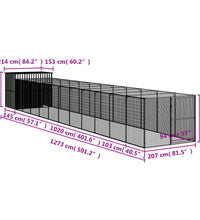 Hundehütte mit Auslauf Anthrazit 214x1273x181 cm Stahl Verzinkt