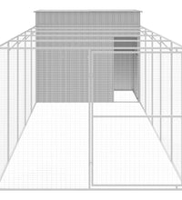 Hundehütte mit Auslauf Hellgrau 214x661x181 cm Verzinkter Stahl