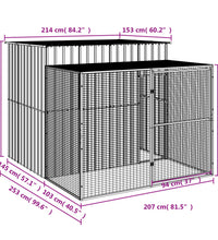 Hundehütte mit Auslauf Anthrazit 214x253x181cm Verzinkter Stahl