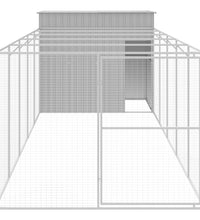 Hundehütte mit Auslauf Hellgrau 214x661x181 cm Verzinkter Stahl