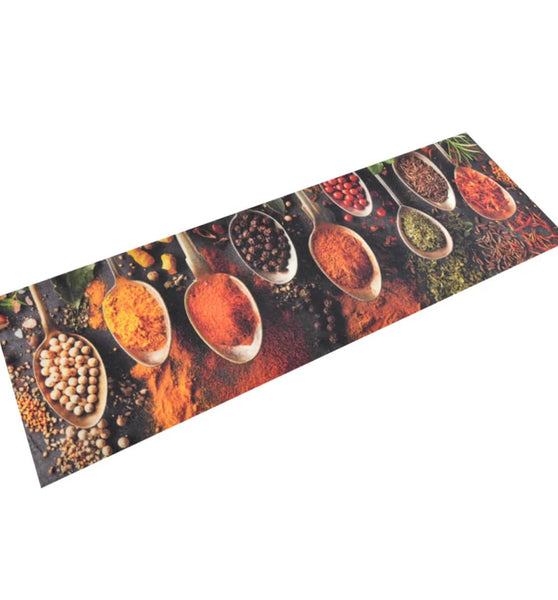 Küchenteppich Waschbar Löffel & Gewürze 60x180 cm Samt