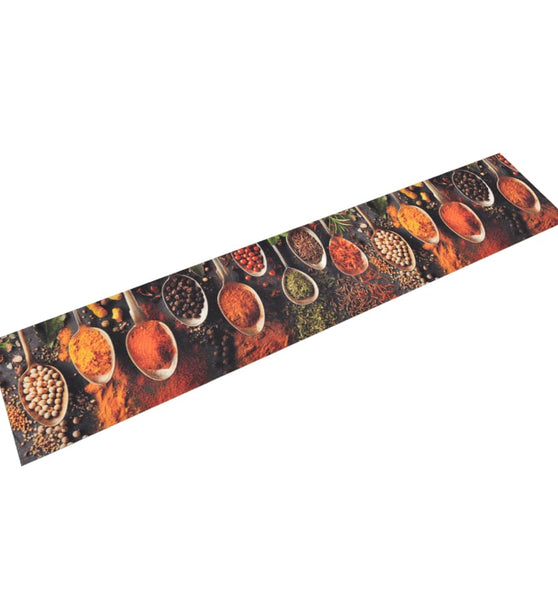 Küchenteppich Waschbar Löffel & Gewürze 60x300 cm Samt
