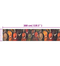 Küchenteppich Waschbar Löffel & Gewürze 60x300 cm Samt