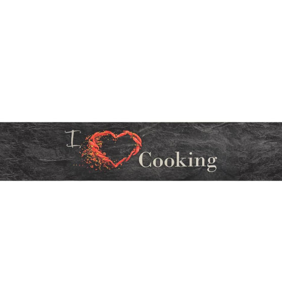 Küchenteppich Waschbar Cooking Schwarz 60x300 cm Samt