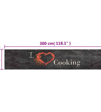 Küchenteppich Waschbar Cooking Schwarz 60x300 cm Samt