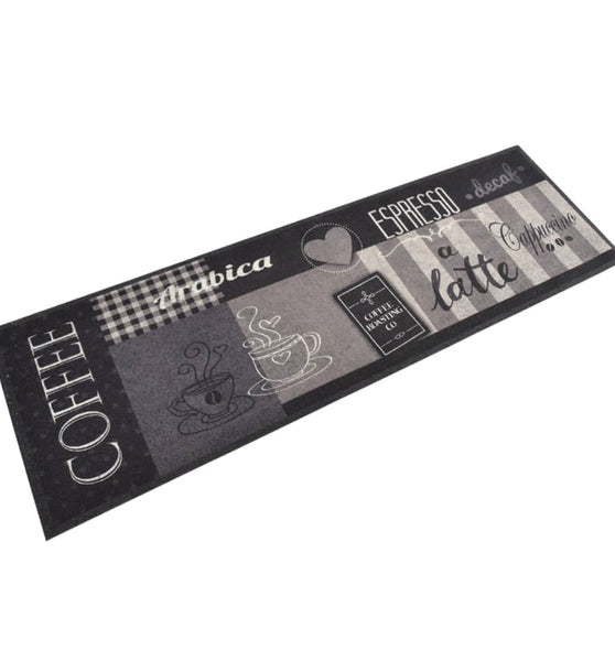 Küchenteppich Waschbar Coffee Schwarz 60x180 cm Samt