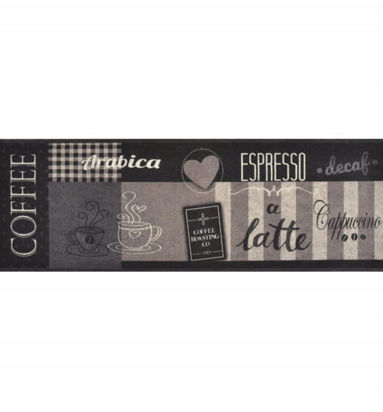 Küchenteppich Waschbar Coffee Schwarz 60x180 cm Samt