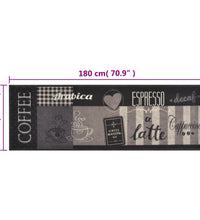 Küchenteppich Waschbar Coffee Schwarz 60x180 cm Samt