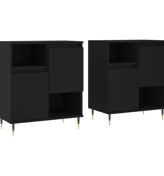 Sideboards 2 Stk. Schwarz Holzwerkstoff