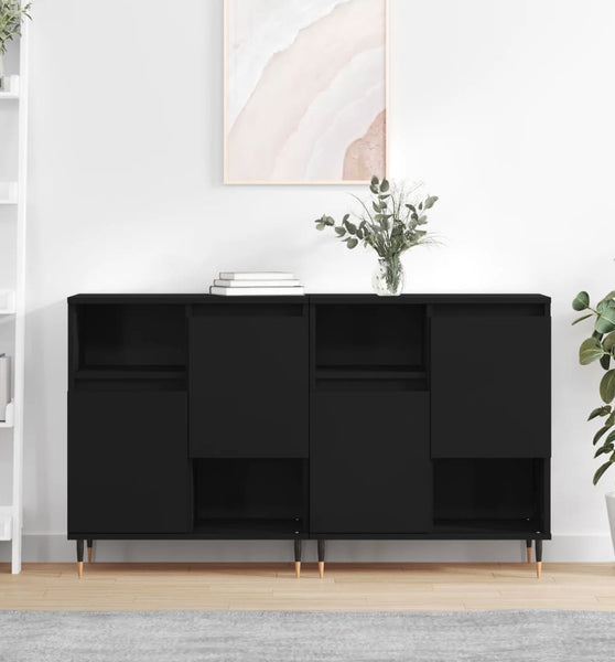 Sideboards 2 Stk. Schwarz Holzwerkstoff