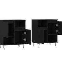 Sideboards 2 Stk. Schwarz Holzwerkstoff
