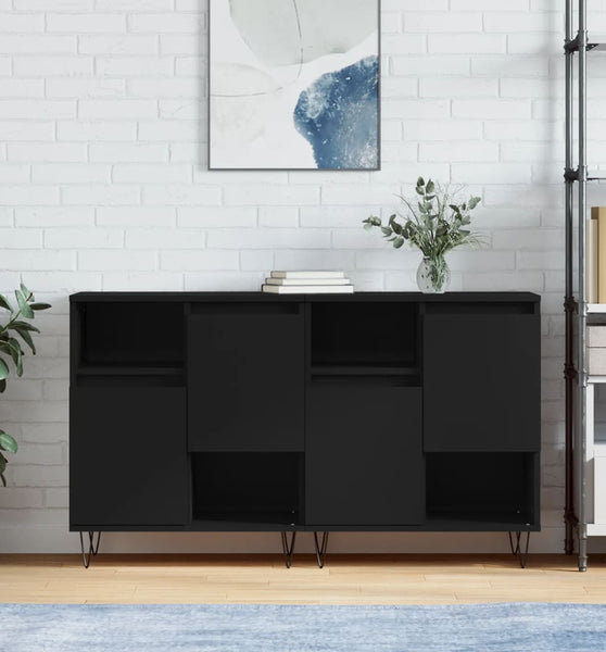 Sideboards 2 Stk. Schwarz Holzwerkstoff