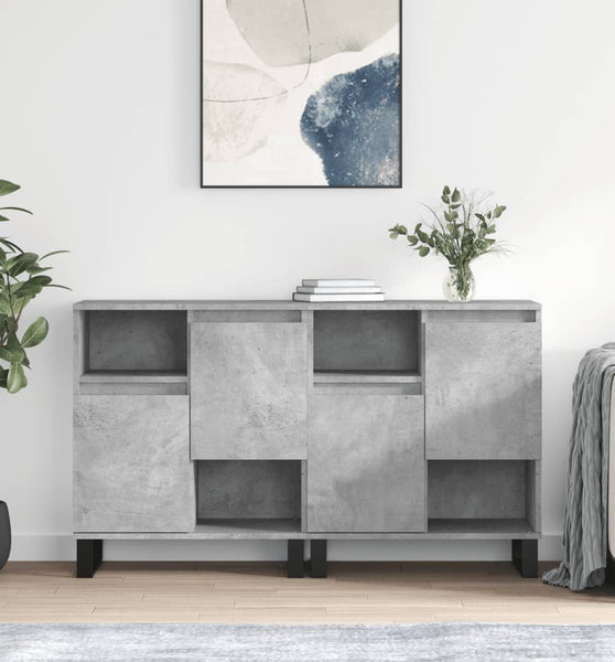 Sideboards 2 Stk. Betongrau Holzwerkstoff