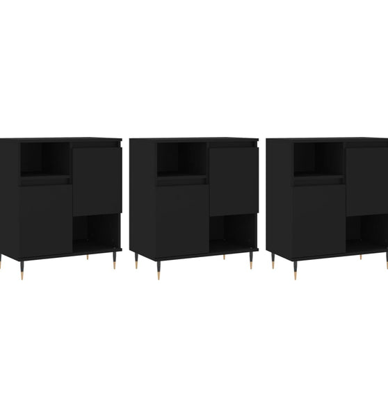 Sideboards 3 Stk. Schwarz Holzwerkstoff