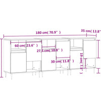 Sideboards 3 Stk. Schwarz Holzwerkstoff