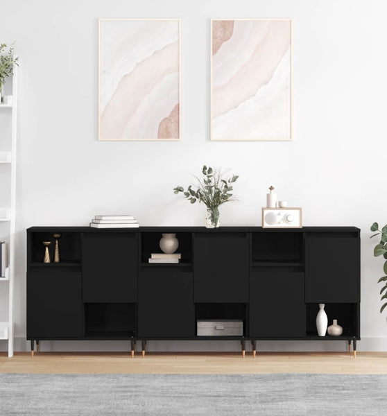 Sideboards 3 Stk. Schwarz Holzwerkstoff