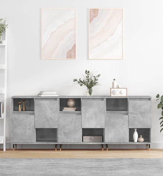 Sideboards 3 Stk. Betongrau Holzwerkstoff