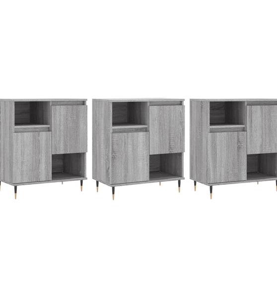 Sideboards 3 Stk. Grau Sonoma Holzwerkstoff