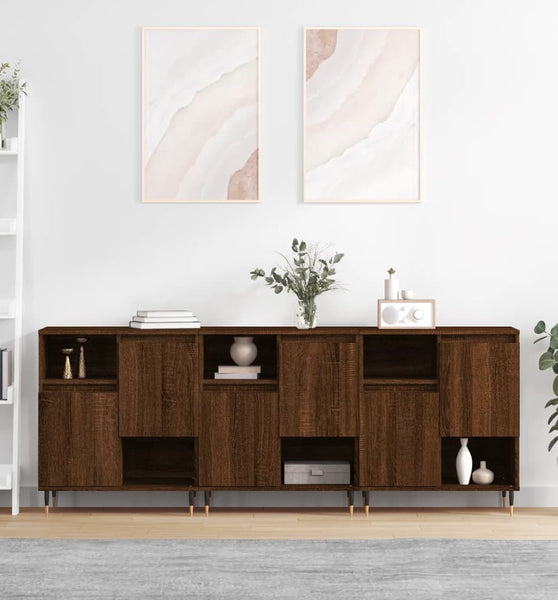 Sideboards 3 Stk. Braun Eichen-Optik Holzwerkstoff