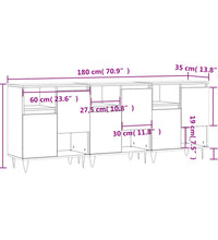 Sideboards 3 Stk. Schwarz Holzwerkstoff