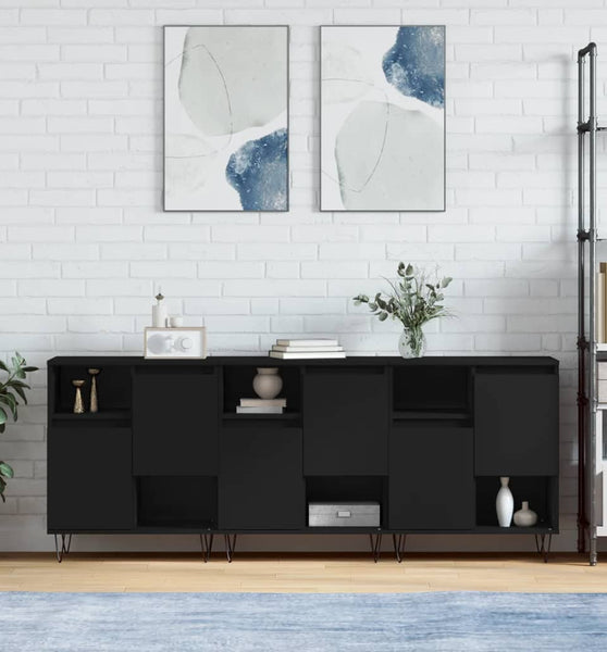 Sideboards 3 Stk. Schwarz Holzwerkstoff