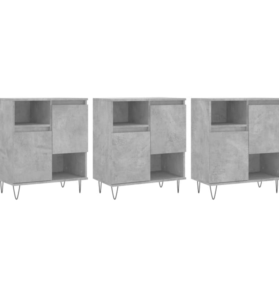 Sideboards 3 Stk. Betongrau Holzwerkstoff