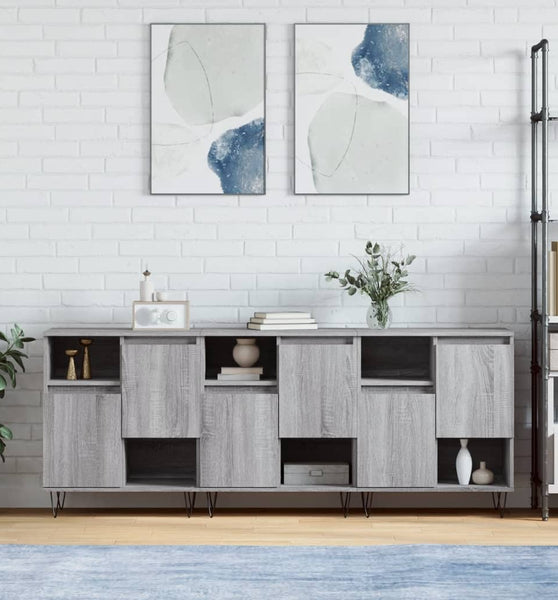 Sideboards 3 Stk. Grau Sonoma Holzwerkstoff