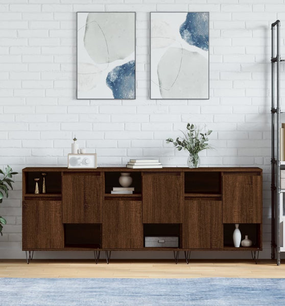 Sideboards 3 Stk. Braun Eichen-Optik Holzwerkstoff