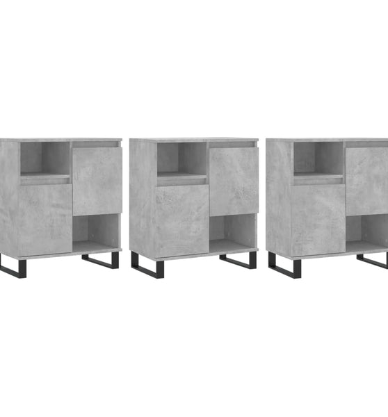 Sideboards 3 Stk. Betongrau Holzwerkstoff