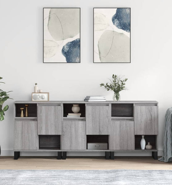 Sideboards 3 Stk. Grau Sonoma Holzwerkstoff