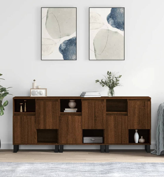 Sideboards 3 Stk. Braun Eichen-Optik Holzwerkstoff