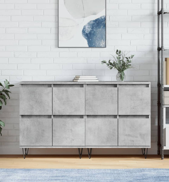 Sideboards 2 Stk. Betongrau Holzwerkstoff