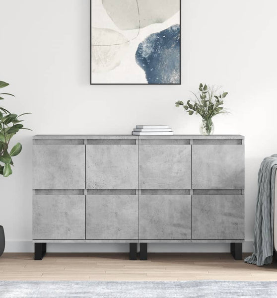 Sideboards 2 Stk. Betongrau Holzwerkstoff