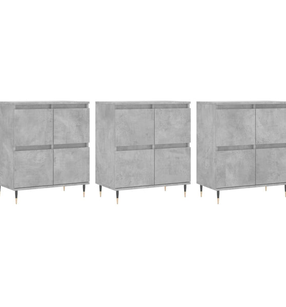 Sideboards 3 Stk. Betongrau Holzwerkstoff