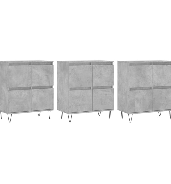 Sideboards 3 Stk. Betongrau Holzwerkstoff