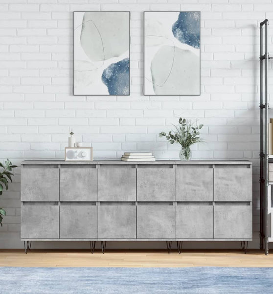 Sideboards 3 Stk. Betongrau Holzwerkstoff