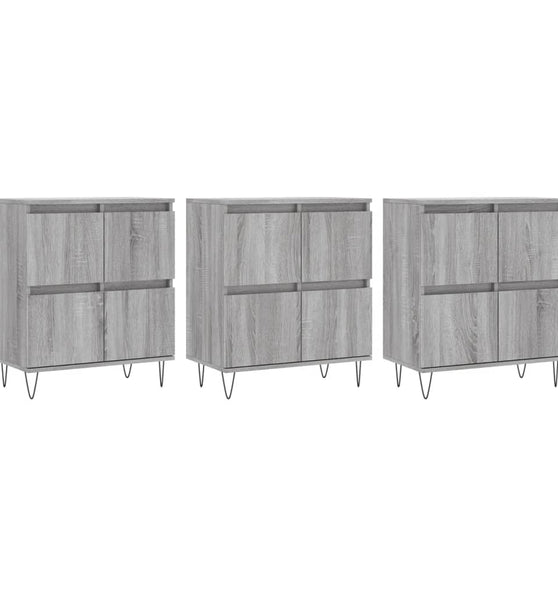 Sideboards 3 Stk. Grau Sonoma Holzwerkstoff