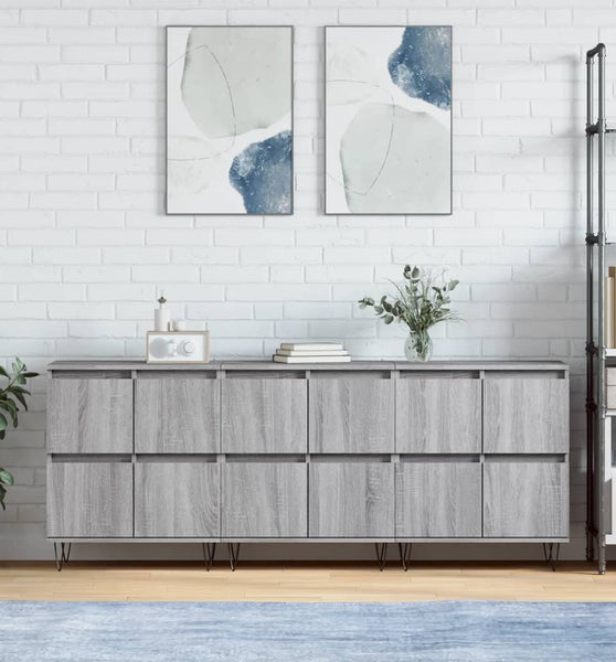 Sideboards 3 Stk. Grau Sonoma Holzwerkstoff